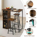 Table et chaises hautes de bar 2 places petites tables hautes de cuisine 2 places, 3 grandes étagères de rangement peu encombrantes pour dîner, pub, petit déjeuner, brunch