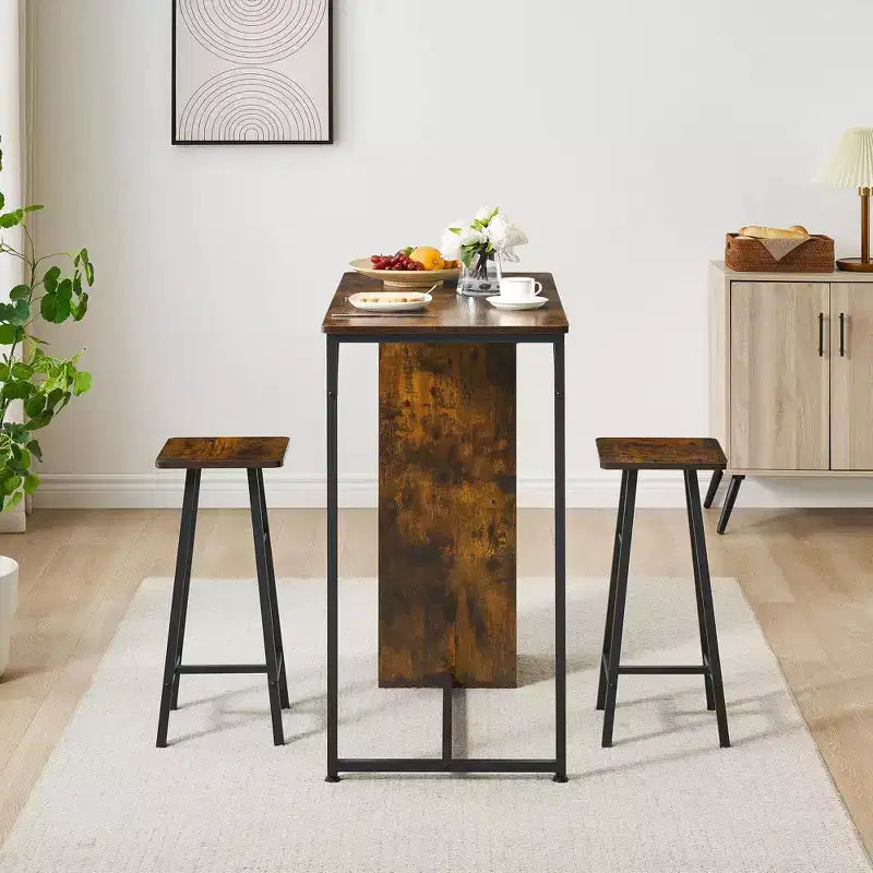 Table et chaises hautes de bar 2 places petites tables hautes de cuisine 2 places, 3 grandes étagères de rangement peu encombrantes pour dîner, pub, petit déjeuner, brunch