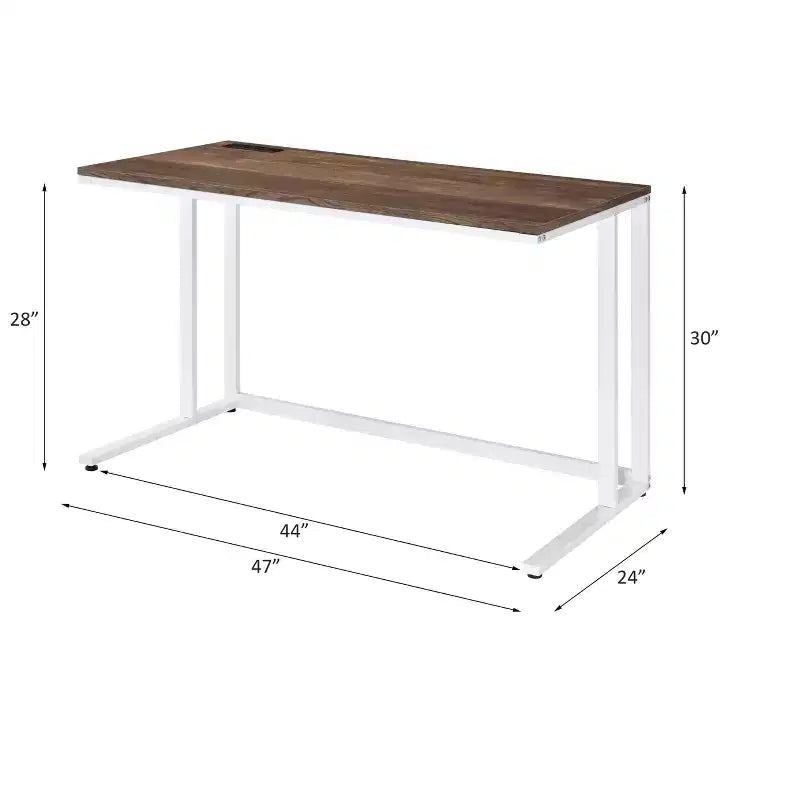 Bureau d'ordinateur moderne de 47 pouces avec pieds élégants en forme de L, bureau de travail avec cadre métallique, bureau d'écriture pour le bureau, le salon, la chambre à coucher
