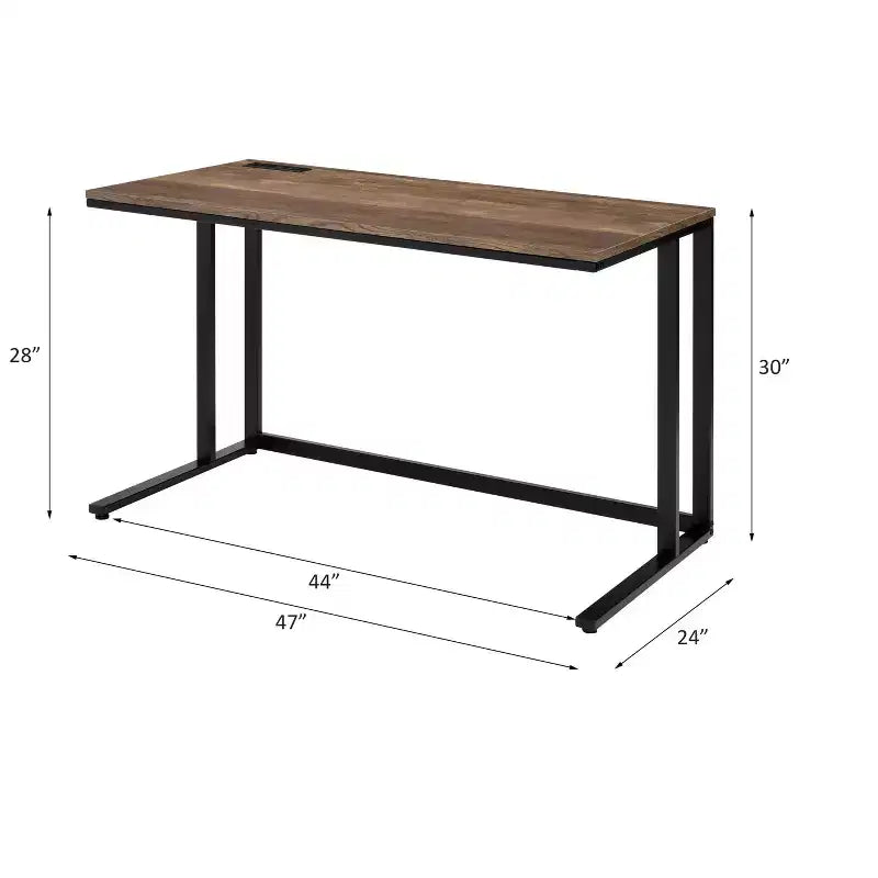 Bureau d'ordinateur moderne de 47 pouces avec pieds élégants en forme de L, bureau de travail avec cadre métallique, bureau d'écriture pour le bureau, le salon, la chambre à coucher
