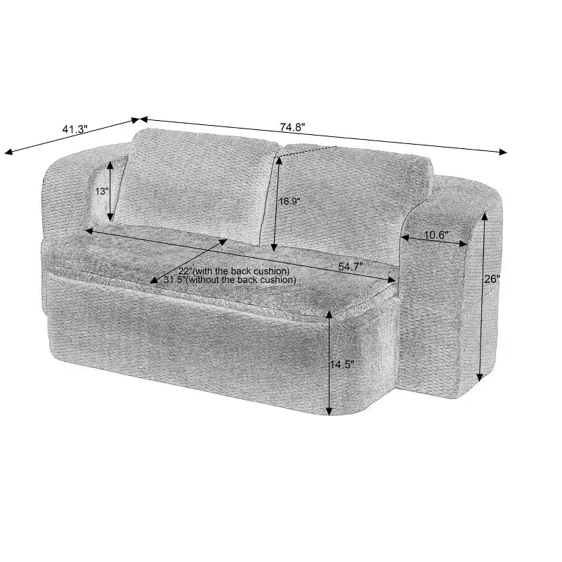 Canapé futon convertible moderne pour salon et chambre, canapé profond avec dossier confortable et couverture coussin