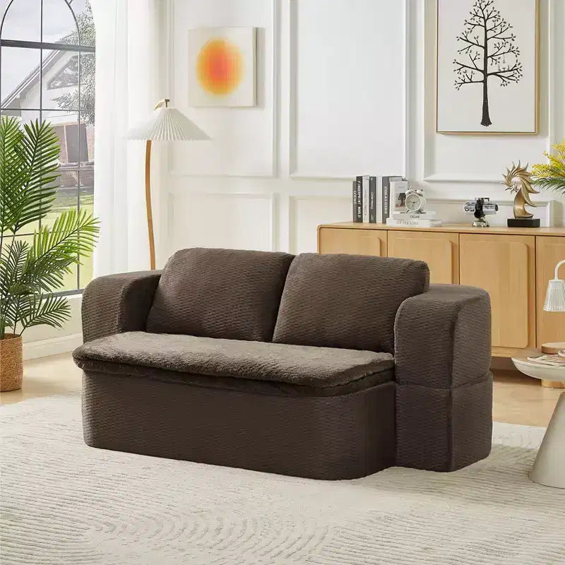 Canapé futon convertible moderne pour salon et chambre, canapé profond avec dossier confortable et couverture coussin