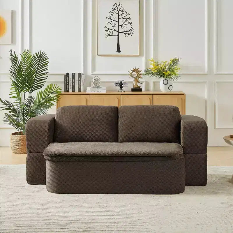 Canapé futon convertible moderne pour salon et chambre, canapé profond avec dossier confortable et couverture coussin