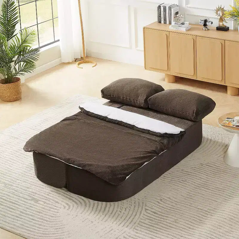 Canapé futon convertible moderne pour salon et chambre, canapé profond avec dossier confortable et couverture coussin