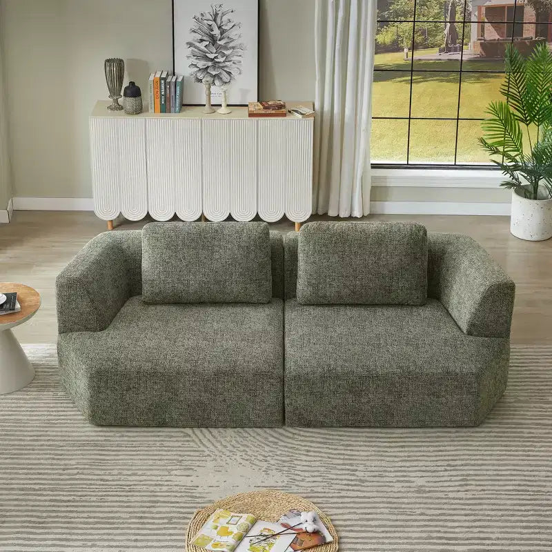 Canapé futon convertible moderne pour salon et chambre, canapé profond avec dossier confortable et couverture coussin