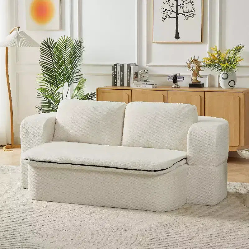 Canapé futon convertible moderne pour salon et chambre, canapé profond avec dossier confortable et couverture coussin