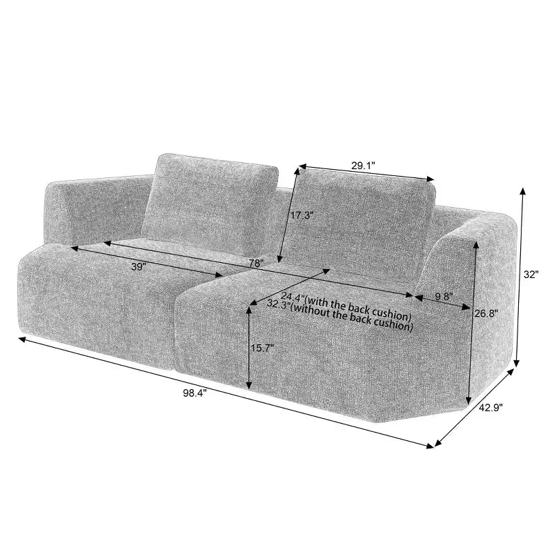 Canapé futon convertible moderne pour salon et chambre, canapé profond avec dossier confortable et couverture coussin