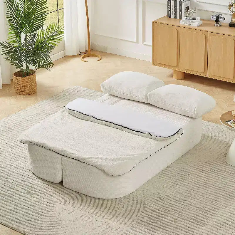 Canapé futon convertible moderne pour salon et chambre, canapé profond avec dossier confortable et couverture coussin