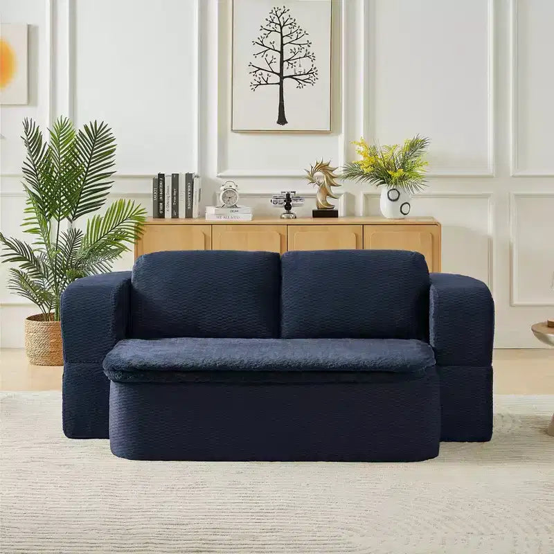 Canapé futon convertible moderne pour salon et chambre, canapé profond avec dossier confortable et couverture coussin