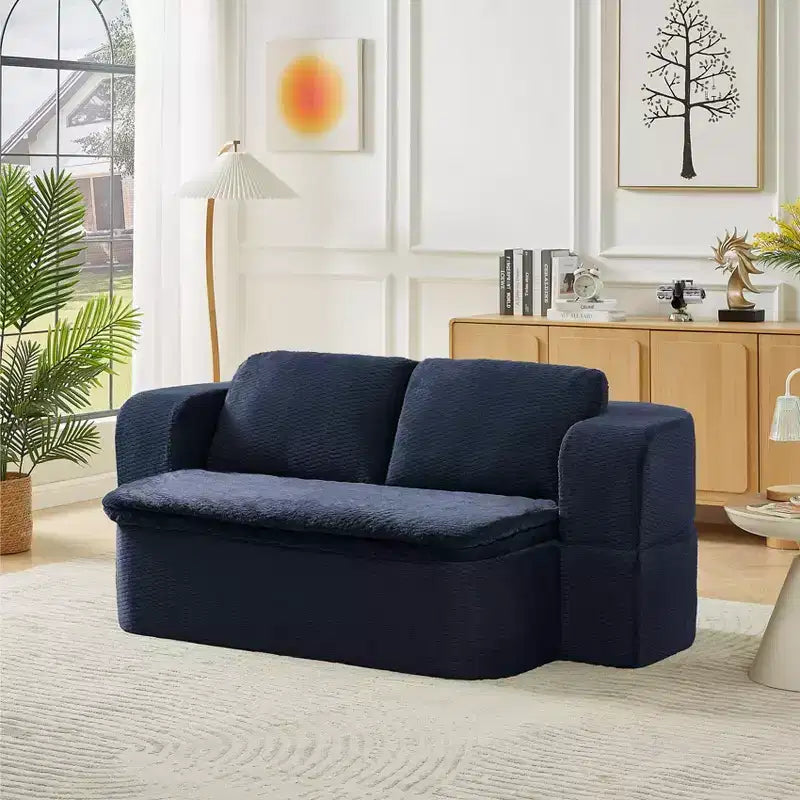 Canapé futon convertible moderne pour salon et chambre, canapé profond avec dossier confortable et couverture coussin
