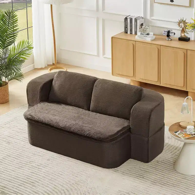 Canapé futon convertible moderne pour salon et chambre, canapé profond avec dossier confortable et couverture coussin