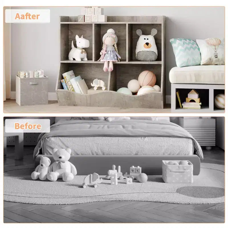 Étagères casiers avec bacs de rangement, organiseur de jouets et bibliothèque pour chambre d'enfant et salle de jeux