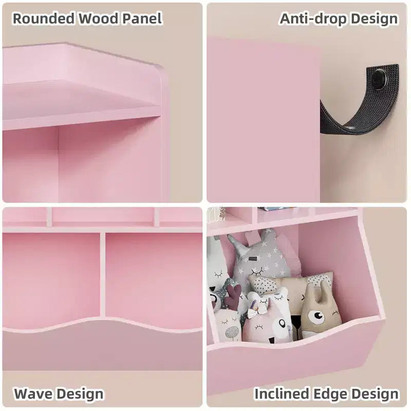 Étagères casiers avec bacs de rangement, organiseur de jouets et bibliothèque pour chambre d'enfant et salle de jeux
