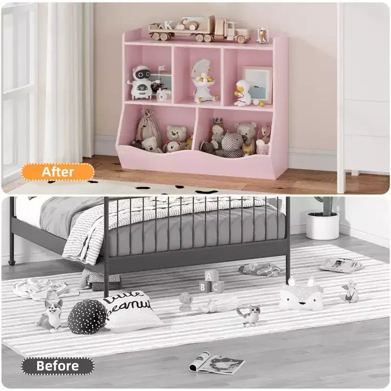 Étagères casiers avec bacs de rangement, organiseur de jouets et bibliothèque pour chambre d'enfant et salle de jeux