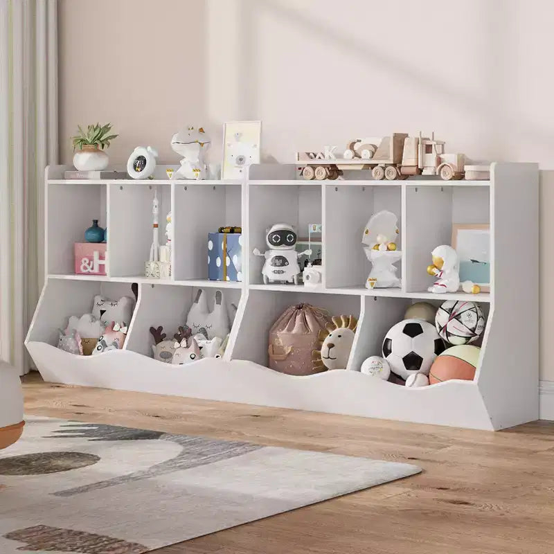 Étagères casiers avec bacs de rangement, organiseur de jouets et bibliothèque pour chambre d'enfant et salle de jeux