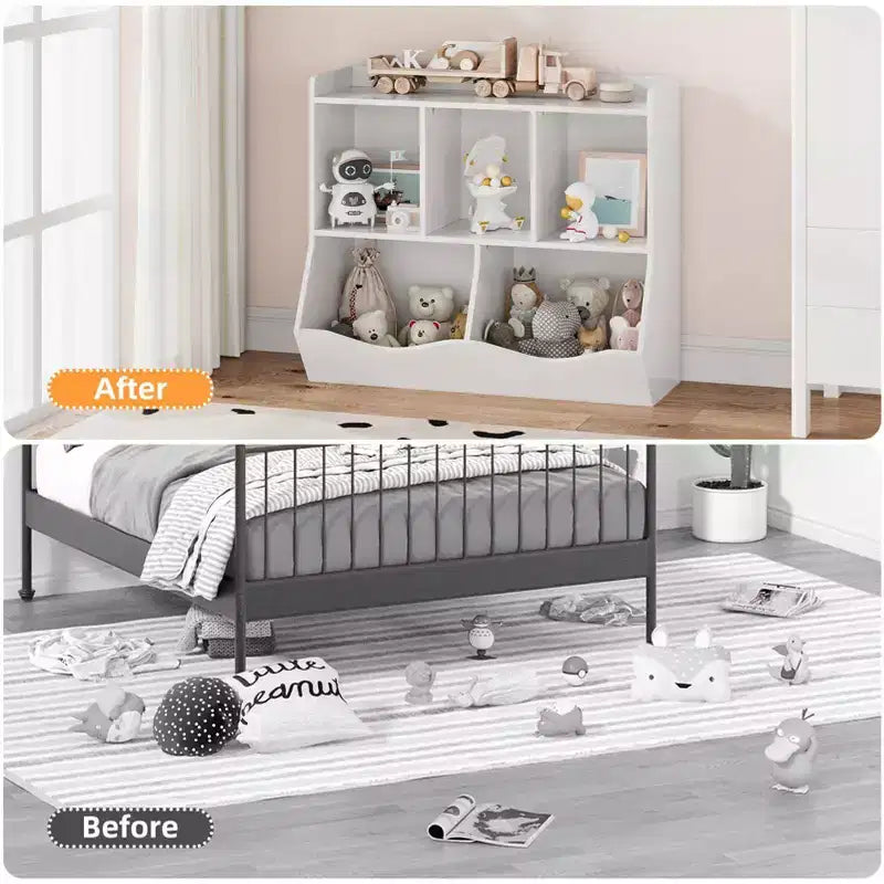 Étagères casiers avec bacs de rangement, organiseur de jouets et bibliothèque pour chambre d'enfant et salle de jeux
