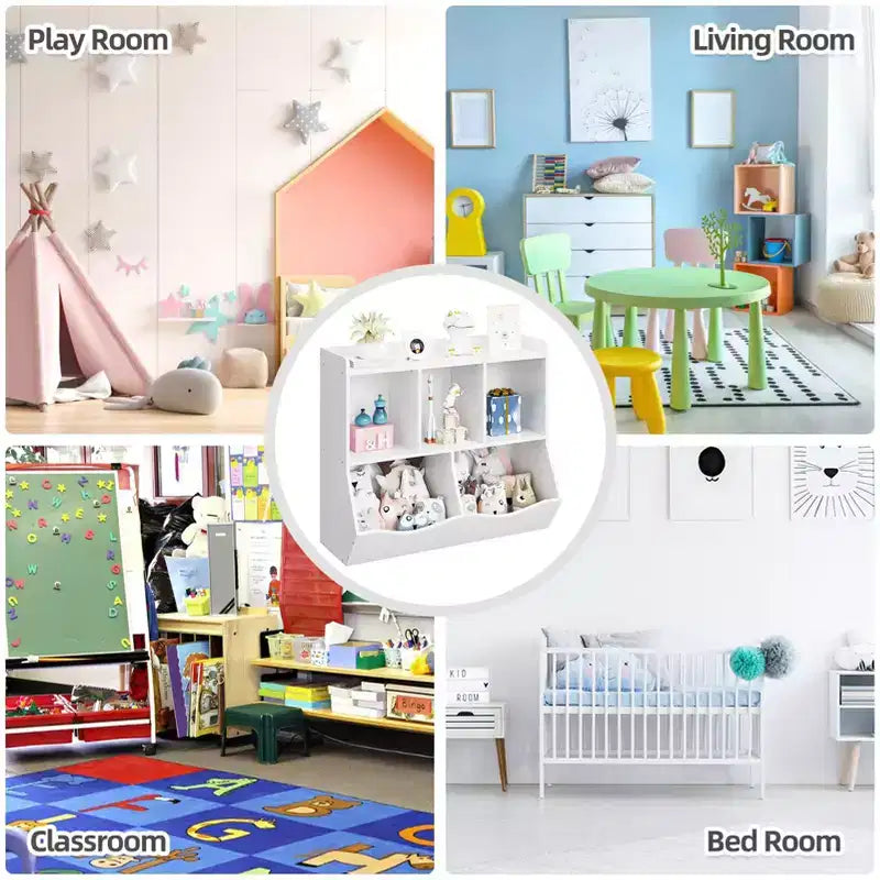 Étagères casiers avec bacs de rangement, organiseur de jouets et bibliothèque pour chambre d'enfant et salle de jeux