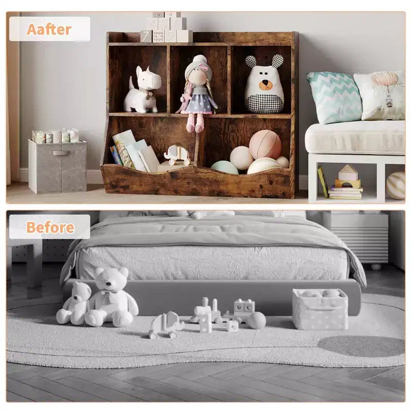Étagères casiers avec bacs de rangement, organiseur de jouets et bibliothèque pour chambre d'enfant et salle de jeux