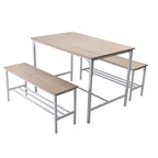 FurnitureR Dining Table Set, 3 Piece Dining Set with Storage Shelves, Metal Frame & MDF Board, Dinette for Kitchen, Dining Room, Restaurant, Oak