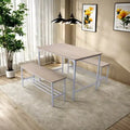 Table de salle à manger, ensemble repas 3 pièces avec étagères de rangement, cadre métallique et panneau MDF, dinette pour cuisine, salle à manger, restaurant, chêne