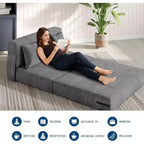 Canapé-lit et fauteuil-lit pliant 4 en 1, causeuse convertible dépliable de 193 cm avec oreiller, chaise longue tuftée pour salon, chambre à coucher