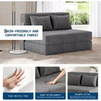 Canapé-lit et fauteuil-lit pliant 4 en 1, causeuse convertible dépliable de 193 cm avec oreiller, chaise longue tuftée pour salon, chambre à coucher