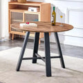 Okak 42IN Minimalism Round Dining Table, Dining Table with Cross Reinforced Metal Legs, Round Table for Living Room, Dining Room, Wood