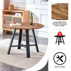 Table à manger ronde minimaliste 42 po, table à manger avec pieds en métal renforcés en croix, table ronde pour salon, salle à manger, bois