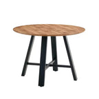 Table à manger ronde minimaliste 42 po, table à manger avec pieds en métal renforcés en croix, table ronde pour salon, salle à manger, bois