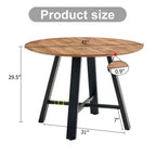 Table à manger ronde minimaliste 42 po, table à manger avec pieds en métal renforcés en croix, table ronde pour salon, salle à manger, bois