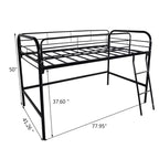 Lit mezzanine double en métal, Lit mezzanine haut double noir
