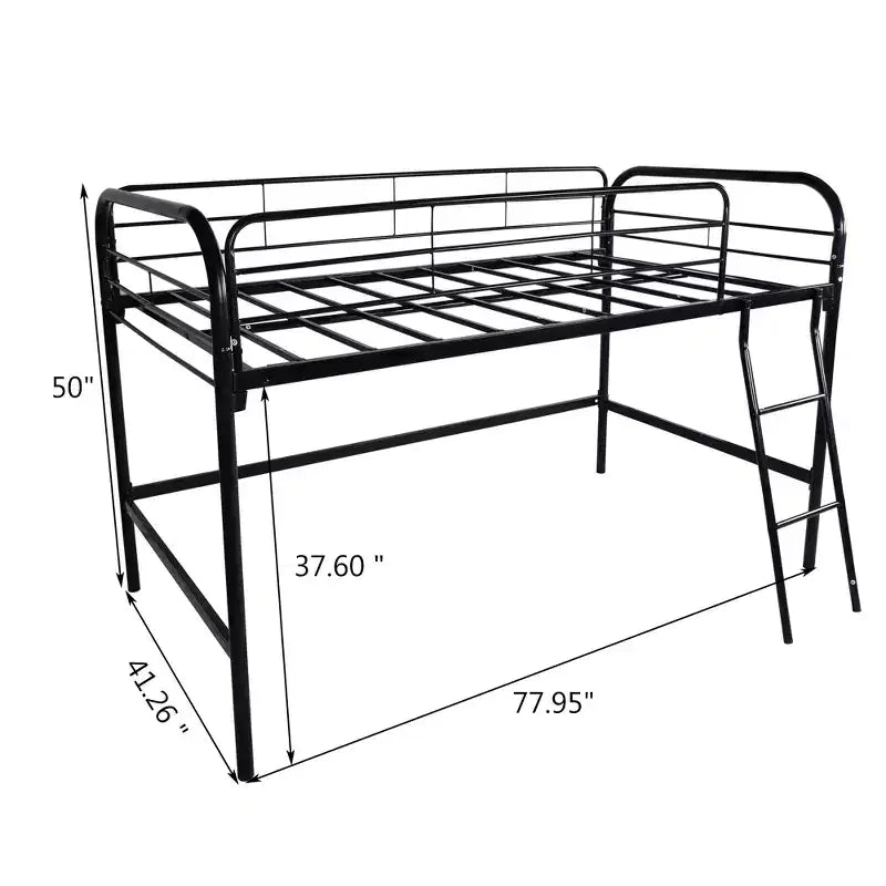 Lit mezzanine double en métal, Lit mezzanine haut double noir