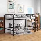 Lit mezzanine double en métal, Lit mezzanine haut double noir