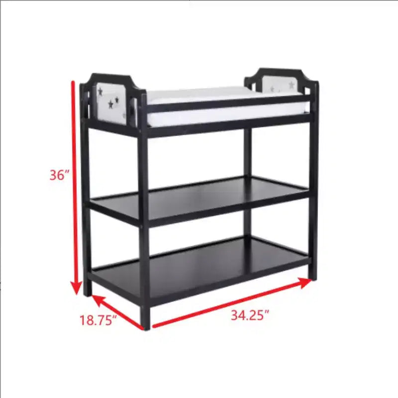 Table à langer, sûre, coordonnée au lit bébé et polyvalence durable - Noir