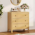 Curved Drawer Dresser for Bedroom, Chest of Drawers with Metal Handles, Modern Wood Dresser Storage Cabinet for Closet, Living Room