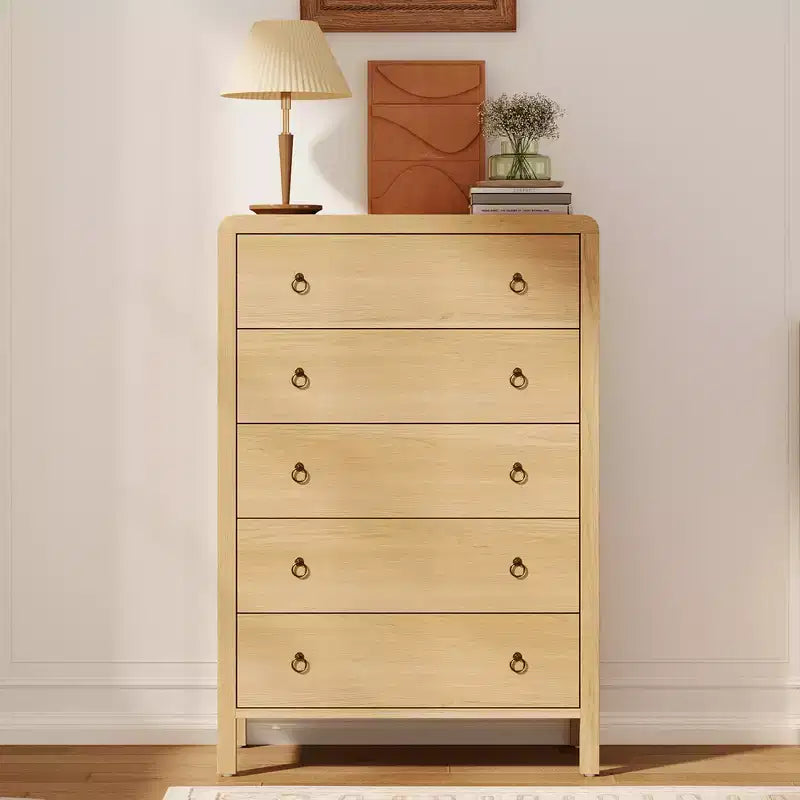 Commode galbée pour chambre à coucher, commode de rangement avec poignées en métal, armoire de rangement moderne en bois pour placard, salon
