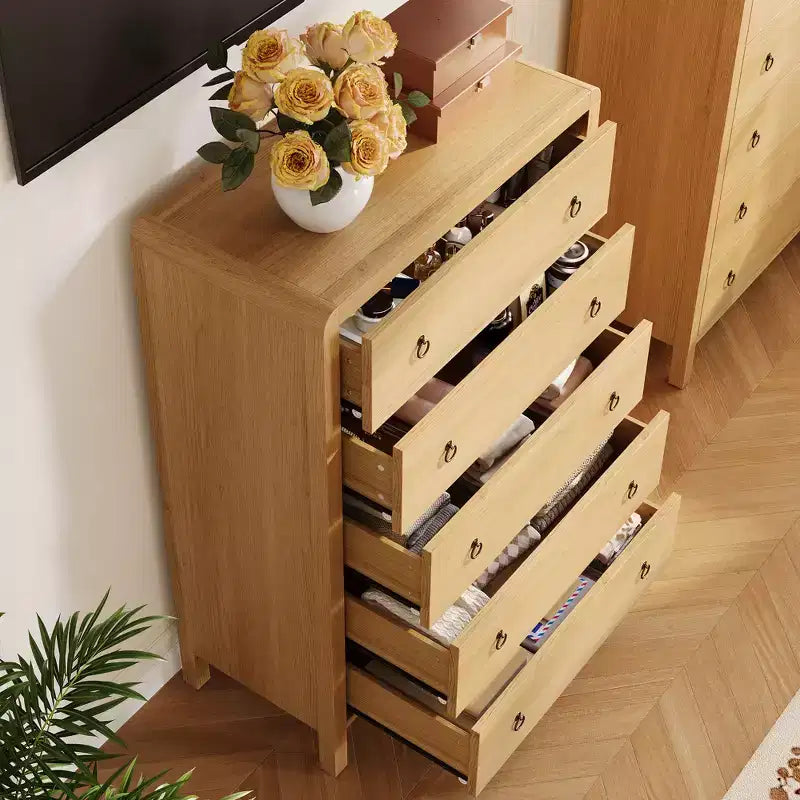 Commode galbée pour chambre à coucher, commode de rangement avec poignées en métal, armoire de rangement moderne en bois pour placard, salon