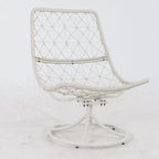 Fauteuil lounge rotatif 360° surdimensionné avec base à bascule en métal, Fauteuil à bascule Papasan en rotin d'hiver avec coussin épais et moelleux de 6,3 po