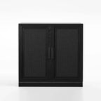31 Armoire de buffet modulaire avec rangement, buffet de ferme moderne avec portes en rotin pour salon, cuisine, salle à manger, entrée, noir