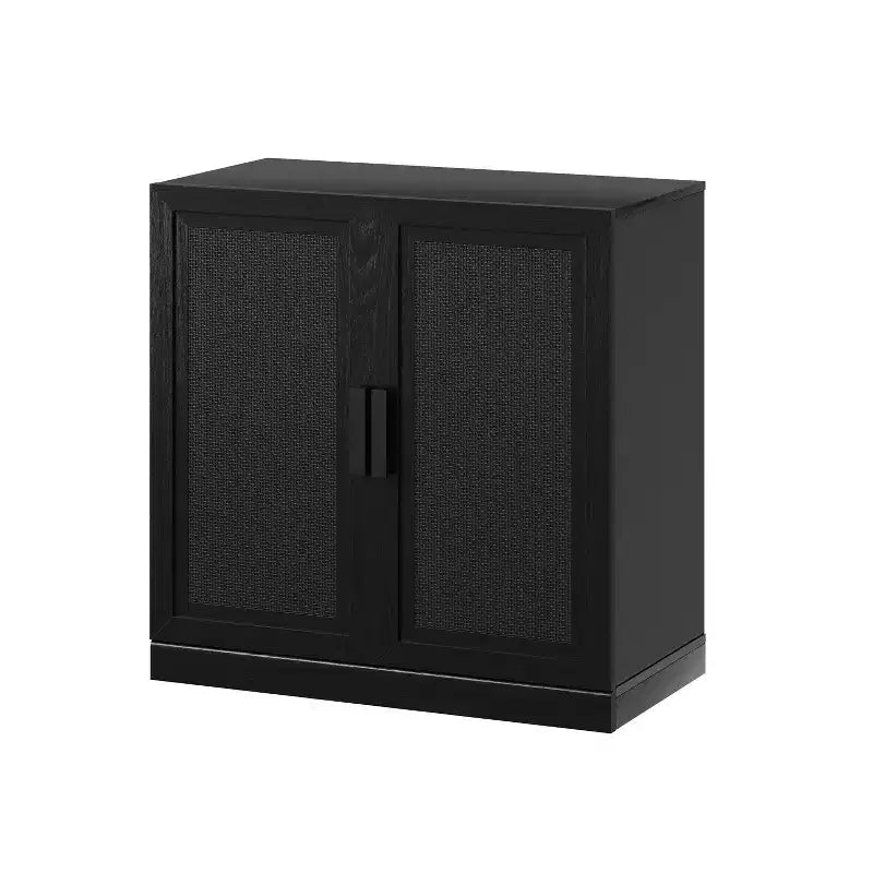31 Armoire de buffet modulaire avec rangement, buffet de ferme moderne avec portes en rotin pour salon, cuisine, salle à manger, entrée, noir