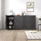 31 Armoire de buffet modulaire avec rangement, buffet de ferme moderne avec portes en rotin pour salon, cuisine, salle à manger, entrée, noir