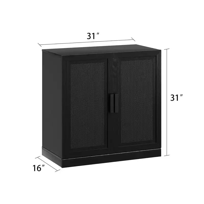 31 Armoire de buffet modulaire avec rangement, buffet de ferme moderne avec portes en rotin pour salon, cuisine, salle à manger, entrée, noir
