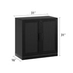 31 Armoire de buffet modulaire avec rangement, buffet de ferme moderne avec portes en rotin pour salon, cuisine, salle à manger, entrée, noir