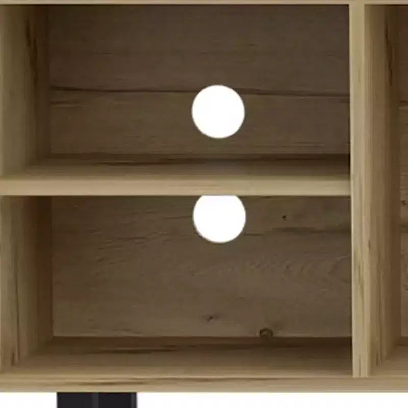 Meuble TV avec 71 rangements ouverts et fermés en bois naturel
