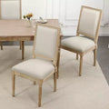 Chaises de salle à manger style campagne française, lot de 2, revêtement en lin avec dossier plein pour cuisine, restaurant, ferme