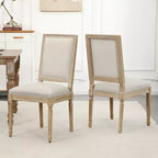 Chaises de salle à manger style campagne française, lot de 2, revêtement en lin avec dossier plein pour cuisine, restaurant, ferme