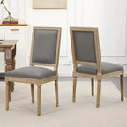 Chaises de salle à manger style campagne française, lot de 2, revêtement en lin avec dossier plein pour cuisine, restaurant, ferme