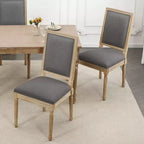 Chaises de salle à manger style campagne française, lot de 2, revêtement en lin avec dossier plein pour cuisine, restaurant, ferme