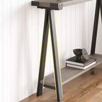 Console 2 niveaux avec rangement, Table d'entrée de style rustique 110 cm avec cadre en métal et MDF, Table basse étroite derrière le canapé pour le salon