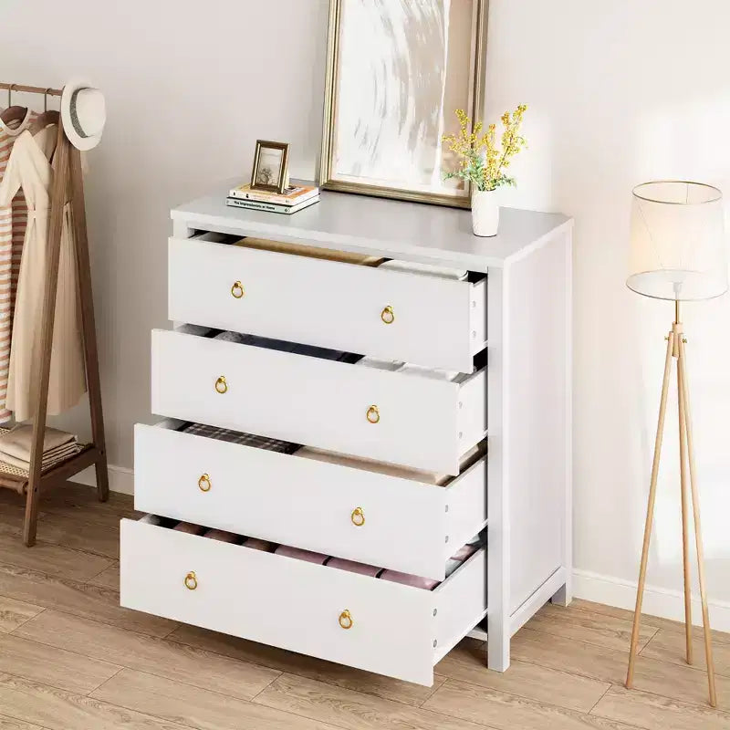 Commode de chambre à coucher, commode de rangement de 94 cm de haut pour placard avec 4 tiroirs, meuble de rangement pour vêtements pour chambre à coucher, salon